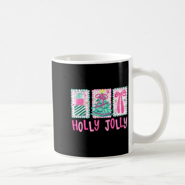 Preppy Holly Xmas Jolly Coquette Bow Christmas Tre Kaffemugg (Höger)