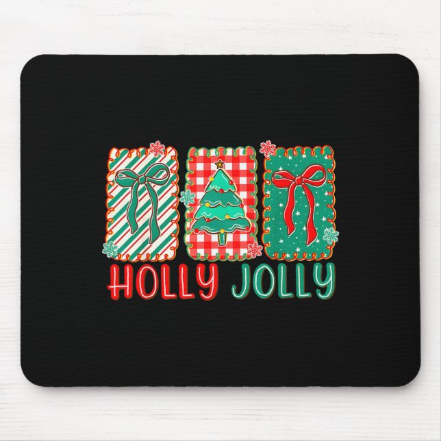 Preppy Holly Xmas Jolly Vibes Bow Christmas Girl W Musmatta (Framsidan)