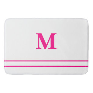 Preppy Hot Pink Elegant Minimal Kant Initial Badrumsmatta
