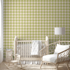 Preppy Houndstooth in Cream and Oliv grönt