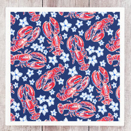 Preppy Hummer Blomma Röd Marinblå Mönster Pappersservett