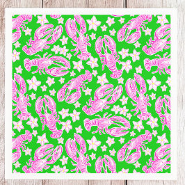 Preppy Hummerblomma Rosa Grönt Mönster Pappersservett