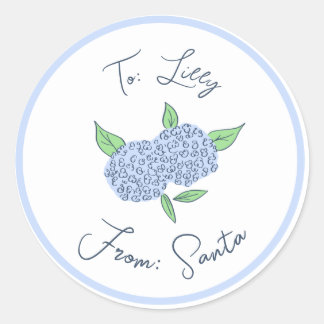 Preppy Hydrangea jul Anpassningsbar Gift Märkre St Runt Klistermärke