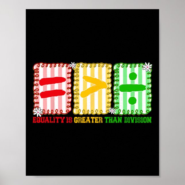 Preppy-jämlikhet är större än division Math Blac Poster (Framsidan)