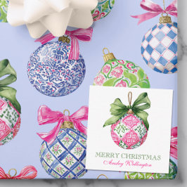 Preppy jul Baubles Ornaments Anteckningskort