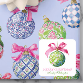 Preppy jul Baubles Ornaments Fyrkantigt Klistermärke