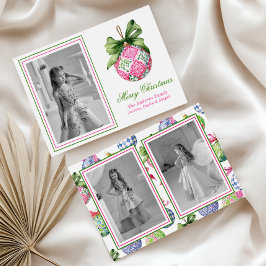 Preppy jul Baubles Ornaments Photo Helgdag Julkort