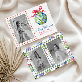 Preppy jul Baubles Ornaments Photo Helgdag Julkort