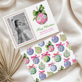 Preppy jul Baubles Ornaments Photo Helgdag Julkort