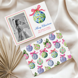 Preppy jul Baubles Ornaments Photo Helgdag Julkort