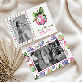 Preppy jul Baubles Ornaments Photo Helgdag Julkort