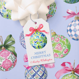 Preppy jul Baubles Ornaments Presentetikett