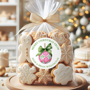 Preppy jul Baubles Ornaments Runt Klistermärke