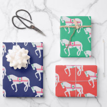 Preppy jul Horse Set of 3