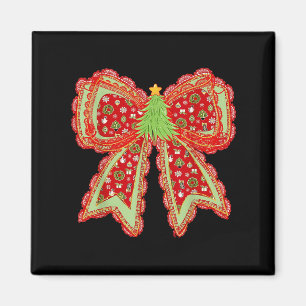 Preppy Julafton Coquette Bow Snöre Merry Bright Ch Magnet