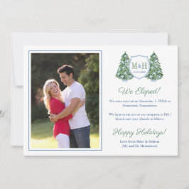 Preppy Julgran Monogram Helgdagars Elopement Meddelande
