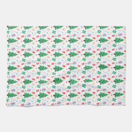Preppy Julgran Mönster Kökshandduk