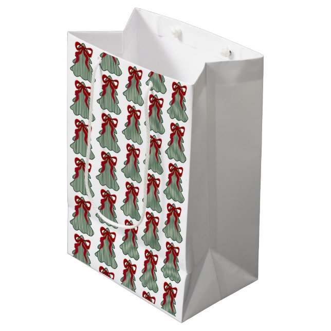 Preppy Julgran Red Bow Hand plockade Coquette (Framsidan Vinklad)