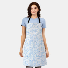 Preppy Jungle Chinoiserie Monogram i Light Blue A