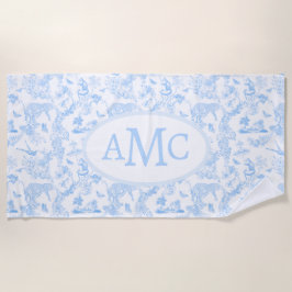 Preppy Jungle Chinoiserie Monogram i Light Blue A