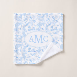 Preppy Jungle Chinoiserie Monogram i Light Blue A