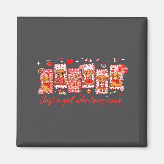 Preppy Just A Girl Who Loves Cows Valentines Day A Magnet (Framsidan)
