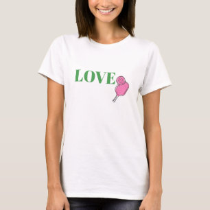 Preppy Kärlek Rosa Pickleball Paddle Boll T Shirt