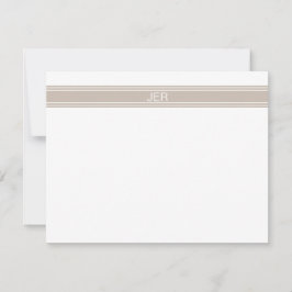 Preppy Khaki Personlig Monogram Namn Initialer Anteckningskort