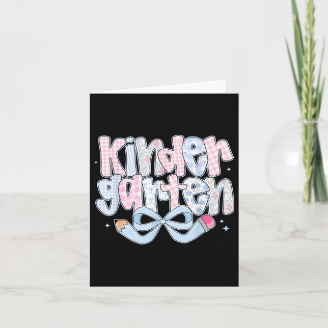 Preppy Kindergarten Coquette Bow Back to school Te Kort (Framsida)
