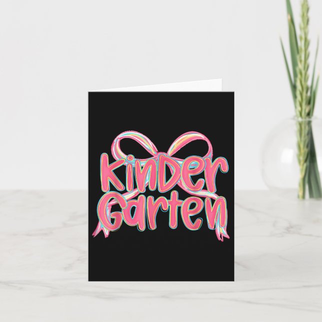Preppy Kindergarten Coquette Bow Back to school Te Kort (Framsida)