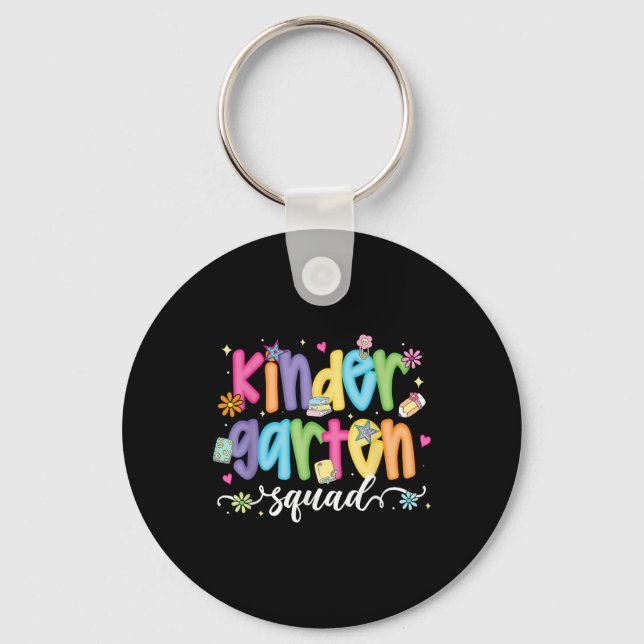 Preppy Kindergarten Squad Team Crew Teacher Back T Nyckelring (Framsida)