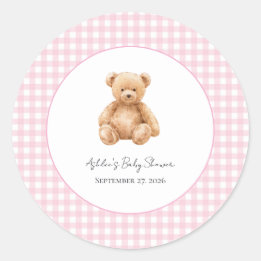 Preppy Klassisk Teddybjörn Barnkalas Rund Klisterm Runt Klistermärke
