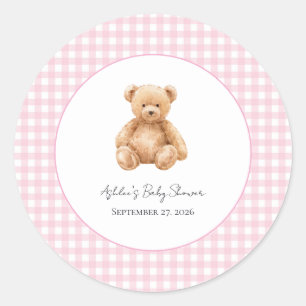 Preppy Klassisk Teddybjörn Barnkalas Rund Klisterm Runt Klistermärke