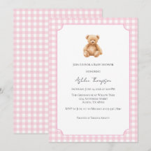 Preppy Klassisk Teddybjörn Bebis Shower Inbjudan