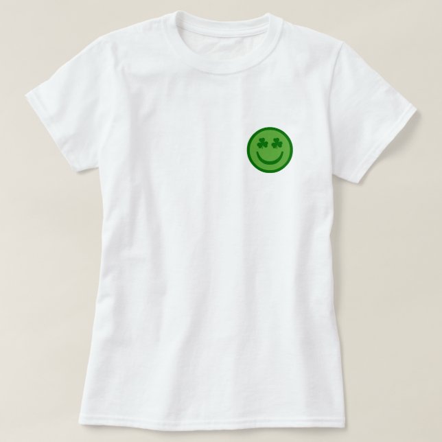 Preppy Klöver Glad Ansikte T Shirt (Design framsida)