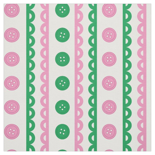 Preppy knapp skållopsrandig randig i rosa & grön tyg (Provkarta)