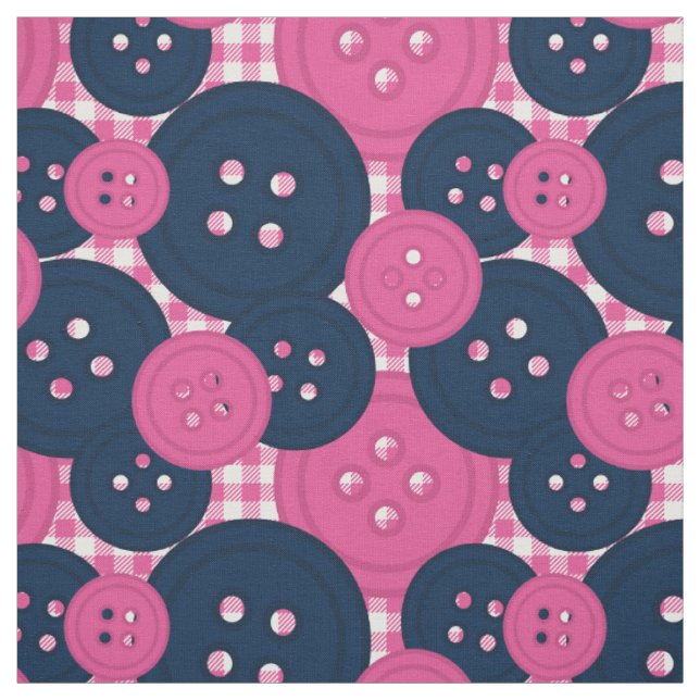 Preppy-knappar i gingham-mönster - Marinblå & varm Tyg (Provkarta)