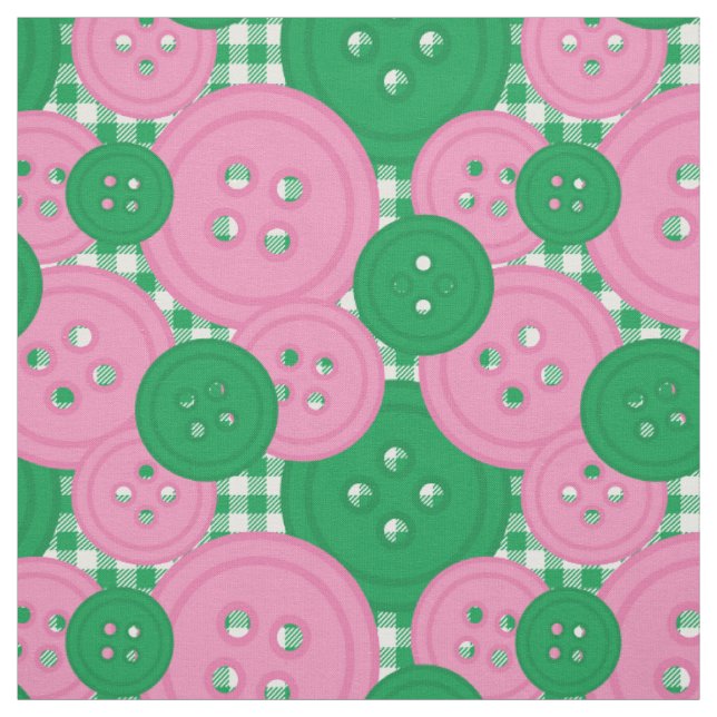 Preppy-knappar i gingham-mönster - Rosa & Grön Tyg (Provkarta)