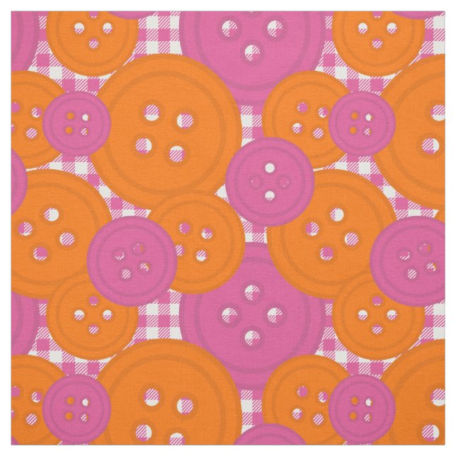 Preppy-knappar i Gingham-mönster - varmt rosa & or Tyg (Provkarta)
