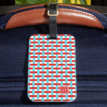 Preppy korgfläta – Röd & Turkos Monogram