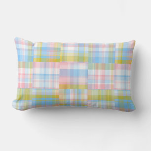 Preppy lapptäckslook Madras Pastell Lumbarkudde