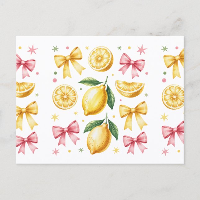 Preppy Lemons and Ribbons Summer Vibes Vykort (Framsida)