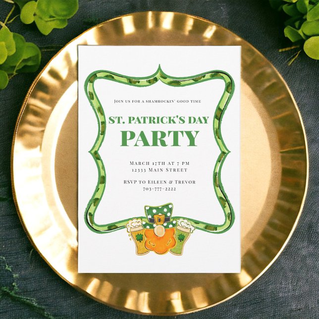 Preppy Leopard St Patrick's Day-fest / Leprechaun Inbjudningar (Skapare uppladdad)