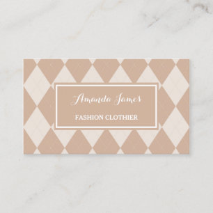 Preppy Light Brown Argyle Mönster Mode Clothier Visitkort