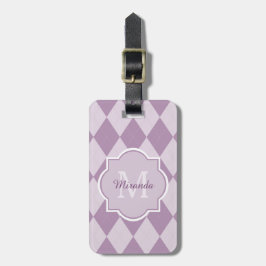 Preppy Light Lila Argyle Girly Monogram och Namn Bagagebricka