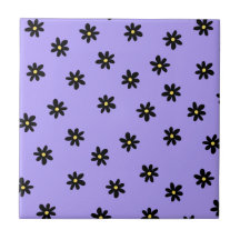 Preppy Lila Black Blommigt Simple Flower Mönster