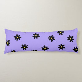 Preppy Lila Black Blommigt Simple Flower Mönster Kroppskudde