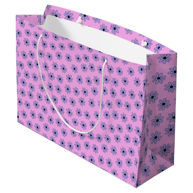 Preppy Lila Blue Hippie Flower Mönster (Baksidan Vinklad)