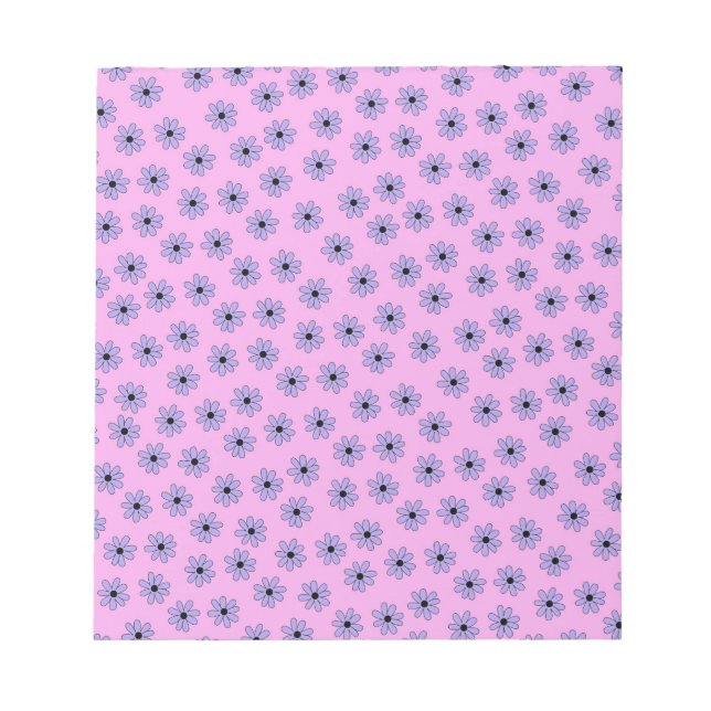 Preppy Lila Blue Hippie Flower Mönster Anteckningsblock (Framsida)