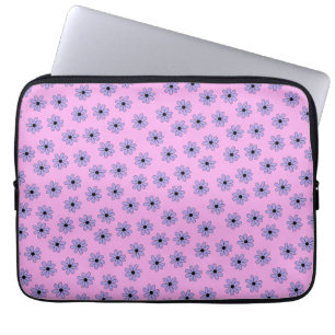 Preppy Lila Blue Hippie Flower Mönster Laptop Fodral